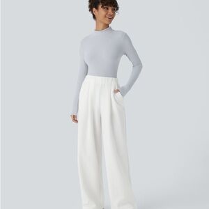 Halara High Waisted Pocket Wide Leg Fleece Casual Pants